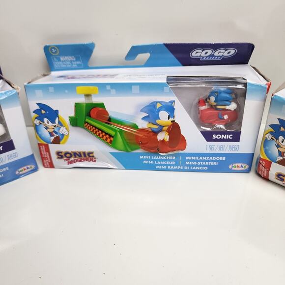 Sonic the Hedgehog Go-Go Racers Mini Launchers Set of 3 Sonic Amy & Tails NEW - Picture 2 of 7